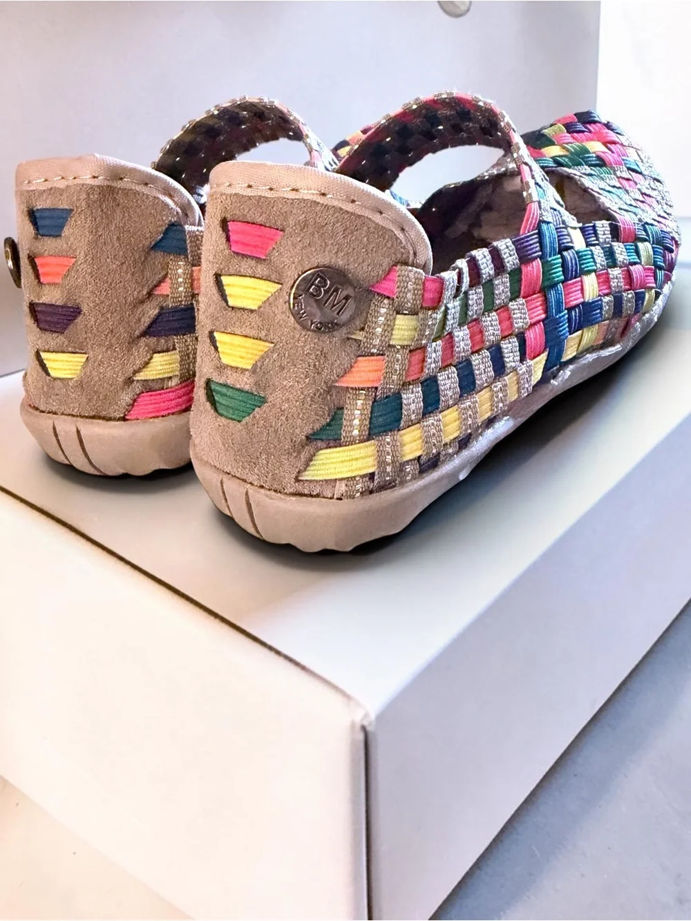 bernie mev. Kids Cuddly Multicolor Woven Mary Jane Slip-on Shoes size 11.5-12